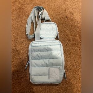 Reebok Women's Eden blue  Quilted Crossbody Bag With Removable Pouch 7"X5.5"X1"